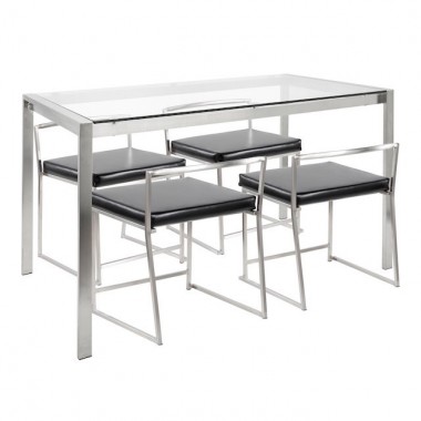 LumiSource Fuji Dining Set - Black - Perspective