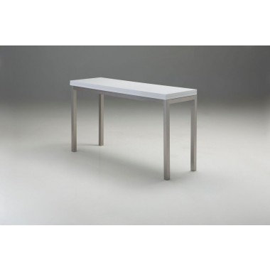 Mobital Dining Alure Dining Table High Gloss White with Brushed Stainless Steel Hover