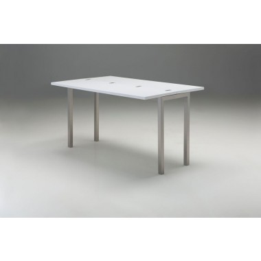 Dining Alure Dining Table High Gloss White with Brushed Stainless Steel