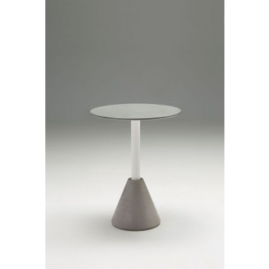 Cayo Dining Table Grey Concrete Texture with White Galvanized Powder Coated Steel