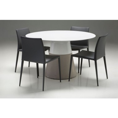 Mobital Maldives 49"/63" Round Dining Table White Solid Surface with Fiber Concrete Base Hover