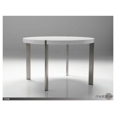 Mobital Voom 47" Round Dining Table Walnut/High Gloss White with Brushed Stainless Steel Hover