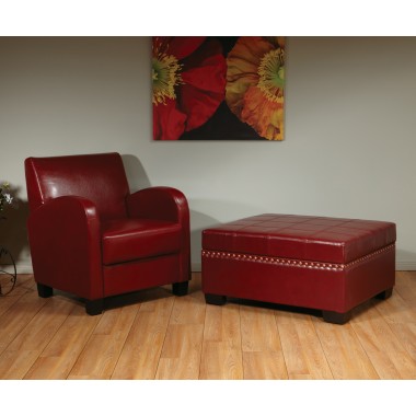 Detour Storage Ottoman - Crimson Red