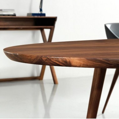 Bellini Modern Living Italian Home Eagle Solid Oval Walnut Dining Table 79" Hover