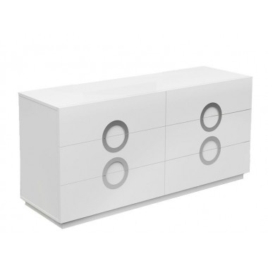 Eddy Dresser Double High Gloss White - Angled View