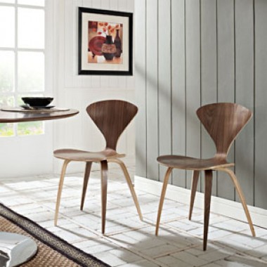 Modway Vortex Dining Chairs Set of 2 in Dark Walnut