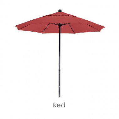California Umbrella 7.5' Complete Fiberglass Market Umbrella Pulley Open Black - Olefin Hover
