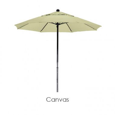 California Umbrella 7.5' Complete Fiberglass Market Umbrella Pulley Open Black - Pacifica Hover