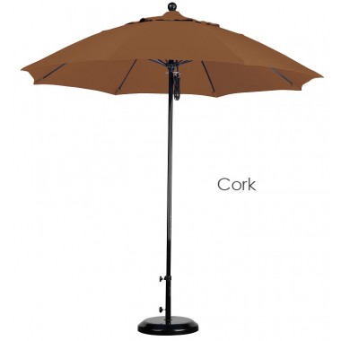 California Umbrella 9' Fiberglass Market Umbrella Pulley Open Black - Subrella Hover