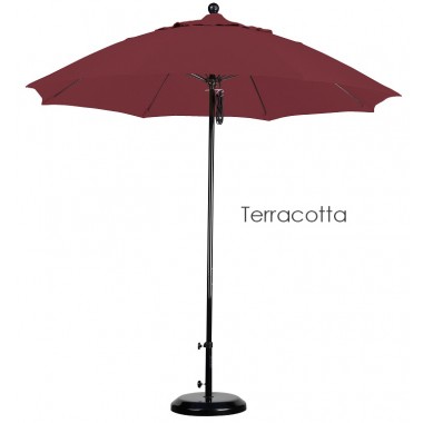 California Umbrella 9' Fiberglass Market Umbrella Pulley Open Black - Olefin Hover