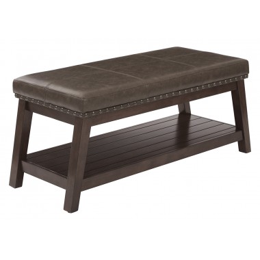 mery Entry Bench with Mocha Rustic Bonded Leather