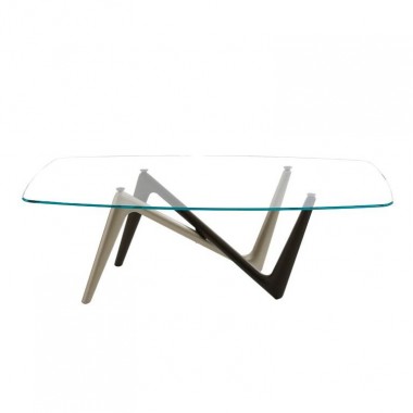 Bellini Modern Living Italian Home Esse Dining Table In Bronze & Titanium Base with Glass/Noir Desir Ceramic/Brazilian Green Ceramic Top Hover