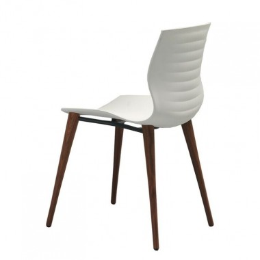 Bellini Modern Living Italian Home Evalyn Chair With All White Seat In Walnut Legs Hover