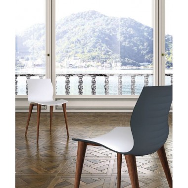 Evalyn Chair With All White Seat In Walnut - Lifestyle