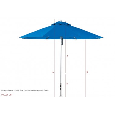 6 1/2' Square Four Panel Fiberglass Market Umbrella 
