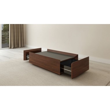 Furnitech 2 Drawer Contemporary Walnut Coffee Table