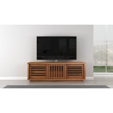 Furnitech Signature 64" Contemporary Rustic TV Stand Media Console in American White Oak with an Warm Honey Finish