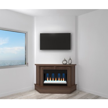 Furnitech Transitional Electric 67" Fireplace Mantel in Brazilian Cherry with a Cognac Finish - LIfestyle 1