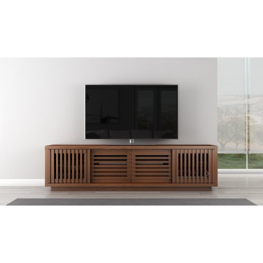 Furnitech 82" 82” Rustic Contemporary TV Stand Media Console Natural Walnut Finish - Front