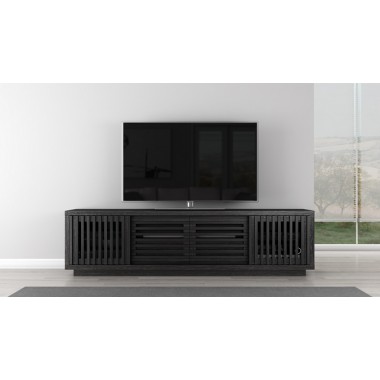 Furnitech 82" Contemporary Rustic TV Stand Media Console in Ebony American White Oak