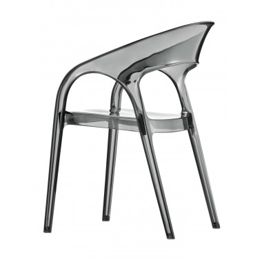 Florida Seating Polypropylene Shell With Aluminum Legs Side Chair - GOSSIP - Smoke Gray/White Hover
