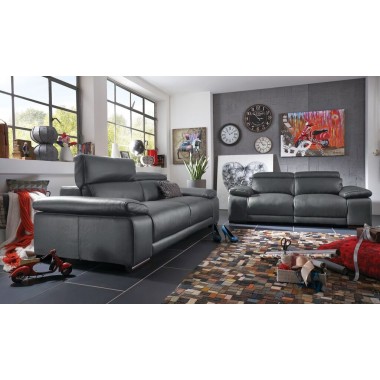 Grace Electric Motion Loveseat With Manual Adjustable Neck Rest Cushions In Dark Grey - Lifestyle