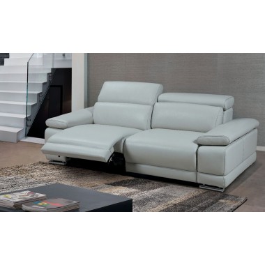 Grace Electric Motion Sofa With Manual Adjustable Neck Rest Cushions In Light Gray - Lifestyle