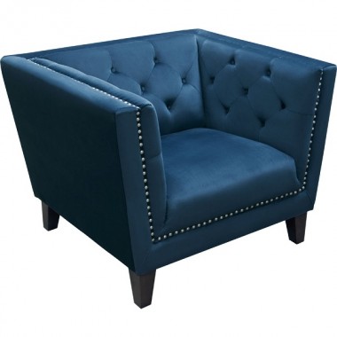 Diamond Sofa Grand Accent Chair in Tufted Blue Velvet w/ Nail Head Accent Hover