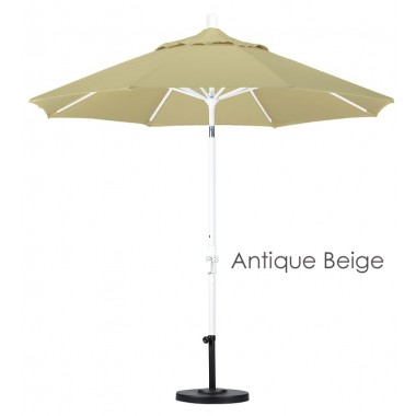 California Umbrella 9' Aluminum Market Umbrella Collar Tilt - Matted White - Sunbrella Hover