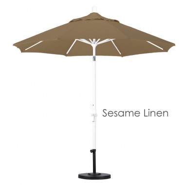 California Umbrella 9' Aluminum Market Umbrella Collar Tilt - Matted White - Sunbrella Hover