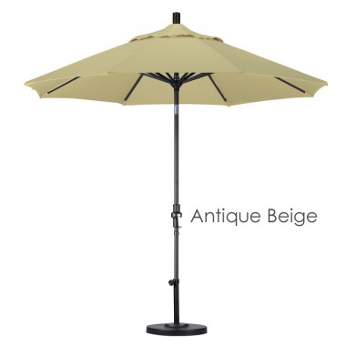 California Umbrella 9' Aluminum Market Umbrella Collar Tilt - Matted Black - Sunbrella Hover