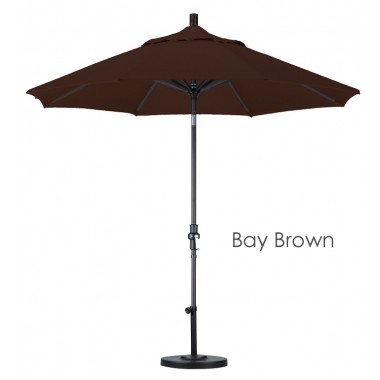 California Umbrella 9' Aluminum Market Umbrella Collar Tilt - Matted Black - Sunbrella Hover