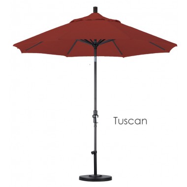 California Umbrella 9' Aluminum Market Umbrella Collar Tilt - Matted Black - Pacifica Hover