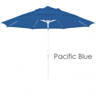 California Umbrella 11' Fiberglass Market Umbrella Collar Tilt DV Matted White - Sunbrella Hover