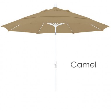 California Umbrella 11' Fiberglass Market Umbrella Collar Tilt DV Matted White - Sunbrella Hover