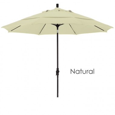 California Umbrella 11' Fiberglass Market Umbrella Collar Tilt DV Matted White - Sunbrella Hover