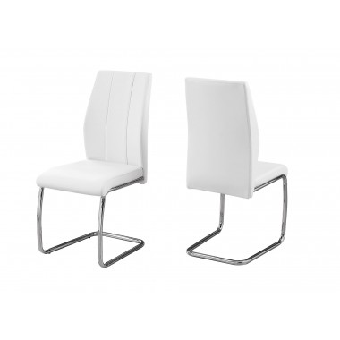 Monarch Specialties Dining Chair - 2pcs / 39" and 34" / White Leather-look / Chrome Hover
