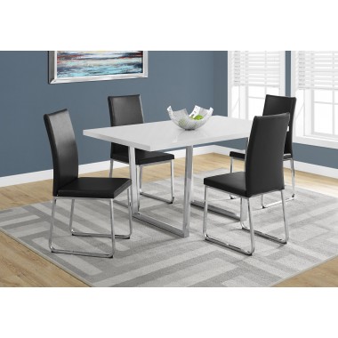 Monarch Specialties Dining Table - 36"X 60" / White Glossy / Chrome Metal Hover