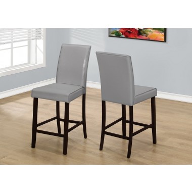 Dining Chair - 2pcs / Brown Leather-look Counter Height