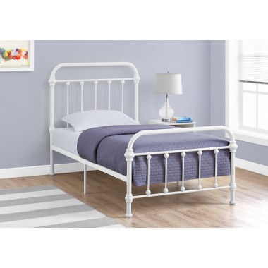 Bed - Twin Size With White Metal Frame Only