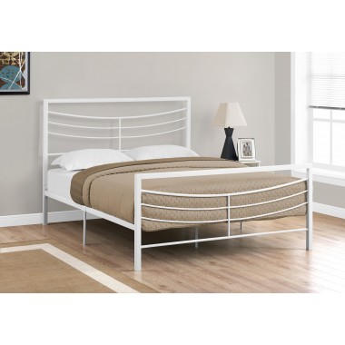 Bed - Queen Size With White Metal Frame
