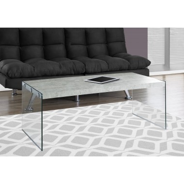 Coffee Table - Grey Cement With Tempered Glass