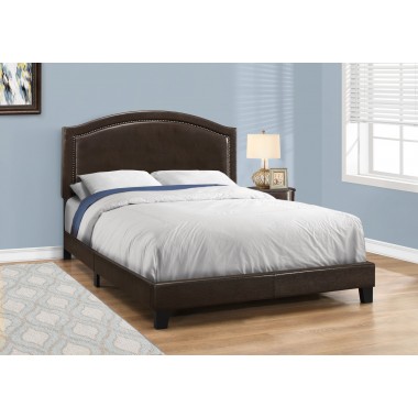 Bed - Queen Size Brown Linen With Chrome Trim