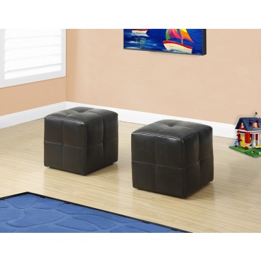 Ottoman - 2pcs Set / Juvenile / Dark Brown Leather-look