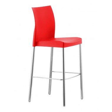 Polypropylene Shell And Aluminum Legs Barstool - ICE-B - Rojo