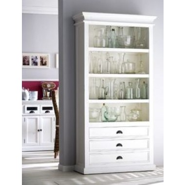Nova Solo  HALIFAX White Mahogany Bookcase with 3 Drawers and 4 shelves