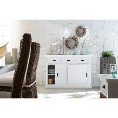 Nova Solo HALIFAX White Mahogany Buffet with 3 Drawers and 2 Sliding Doors Hover