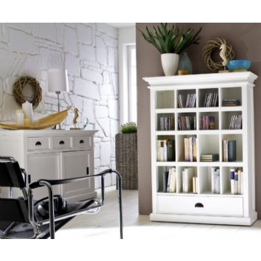 Nova Solo HALIFAX White Mahogany Bookcase and 1 Drawer Hover