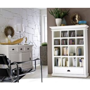 Nova Solo HALIFAX White Mahogany Bookcase and 1 Drawer