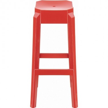 Fox Polycarbonate Bar Stool - Glossy Red
